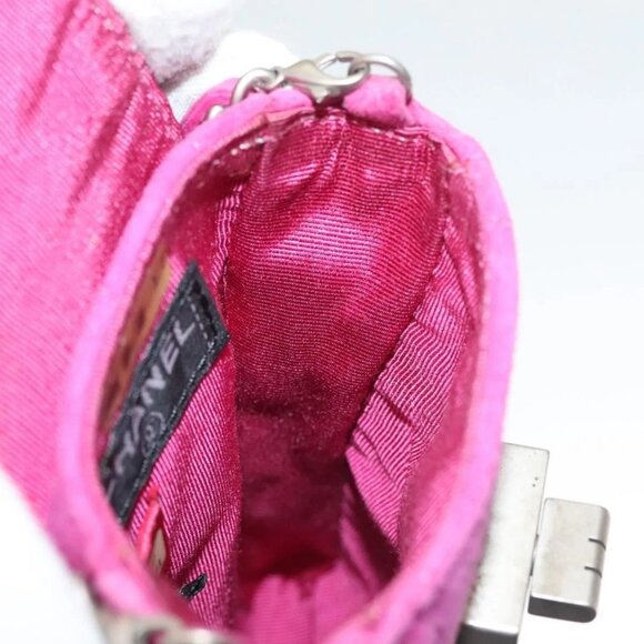 CHANEL Choco Bar Chain Shoulder Bag Suede Pink CC Auth 135452 - Picture 11 of 16